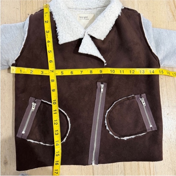 Boy + Girl faux shearling brown cream Jacket UNISEX - Picture 7 of 7